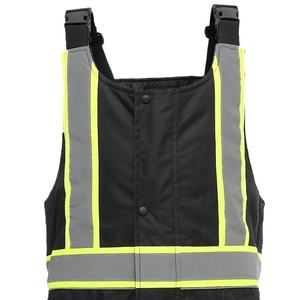 Salopette de sécurité industrielle noire haute visibilité avec bandes réfléchissantes néon, vêtements de travail de protection pour la construction - Product Image 3