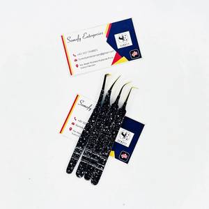 Pince à épiler Somofy Enterprises Gold Tips Silver Dotts pour cils, en acier inoxydable, pointe de précision lisse, 10 mm, durable, antistatique, personnalisée - Product Image 2