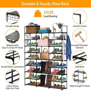 Scarpiera in Metallo a 9 Ripiani, Autoportante, Grande Capacità 50-55 Paia, Organizzatore e Scaffale per Scarpe - Product Image 3