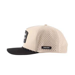 หมวกกอล์ฟกันน้ำสองสี พร้อมโลโก้ยางแบบกำหนดเอง ปีกโค้ง 5 แผง แบบ Snapback สำหรับกีฬากลางแจ้ง - Product Image 5