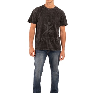 Nouveau style personnalisé lavé à l'acide T-shirt à manches courtes 100% coton tricoté prix bon marché du fabricant - Product Image 2