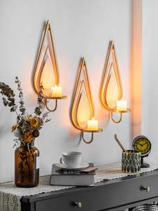 Gold Iron Hanging Wall <b>Candle</b> <b>Sconce</b> Gold Metal Holder for Living Room Bedroom Hallway Home Decor - Product Image 5