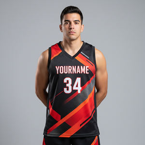 Maillots de basket-ball unisexes respirants et à séchage rapide, col en V, design personnalisé de haute qualité 2026, avec nom et numéro imprimés sur mesure - Product Image 1