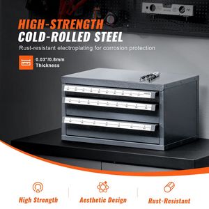 Armadietto Organizzatore in Acciaio a Tre Cassetti per Punte da Trapano, Sistema di Stoccaggio A-Z per Gestione Efficiente del Magazzino - Product Image 6