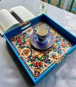 Trendy Pattern Enameled MDF Printed Tray Customize Size Storage Tray Handmade Handicraft Top Quality Enamel Tray By UO INDIA - Product Image 1