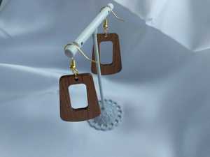 Boucles d'oreilles pendantes en bois pour femmes, forme géométrique, style vintage, pour soirée - Product Image 1