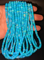 Perles Rondelles Lisses en Opale Bleue d'Éthiopie AAA, 3-5mm, Pierre Naturelle, Fil de 16 Pouces, Marque LUSTRE, Fournitures pour la Fabrication de Bijoux