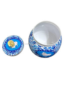 Wholesale Handpainted Metal Jar Decorative <b>Storage</b> Canister <b>Container</b> Crystal Knob Lid Indian Handicrafts - Product Image 3