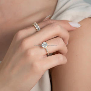Igi/gia แล็บตัดเพชรวินเทจ14K สีเหลืองแหวนแต่งงาน/งานหมั้นใส่ได้ทั้งชายและหญิงสีขาวทองคุณภาพดีสำหรับงานปาร์ตี้ครบรอบ-คุ้มค่า - Product Image 1