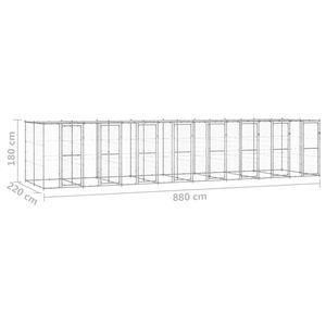 Caseta para Perros de Acero Galvanizado Plateado con Casa Rectangular para Mascotas de PE - Product Image 6