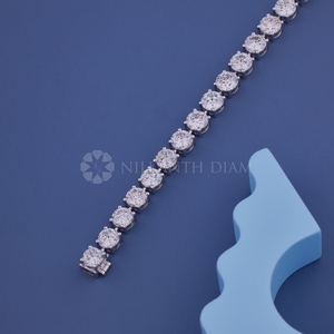 Bracelet jonc en or massif 10K 14K 18K à taille ronde, or blanc de laboratoire, avec diamants fins, pour femme, en vente, export - Product Image 3