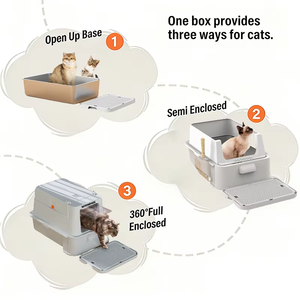 Bac à litière pour chat en acier inoxydable, toilette pour chat fermée, grand espace, facile à nettoyer, Arenero Para Gatos, Katzenklo, Bac à Litiere, OEM - Product Image 5