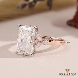 Bague en diamant de laboratoire CVD de 4,00 carats, coupe radiante glamour, pour un jour spécial, couleur E, clarté VVS2, or massif 14 carats, certifiée IGI - Product Image 2