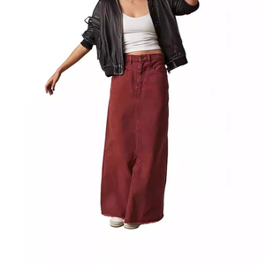 Falda Midi Informal de Mezclilla para Mujer, Estilo Europeo Americano, 100% Algodón, Secado Rápido, Silueta Lápiz Simple, para Invierno - Product Image 2