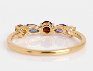 925 Silver 18K Gold Plated Multi Color Amethyst Citrine & Moonstone Nautical Peace <b>Ring</b> for Women - Product Image 2
