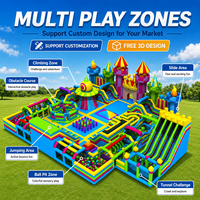 Parc d'attractions gonflable géant commercial, parcours d'obstacles, aire de jeux intérieure/extérieure personnalisée, OEM ODM, conception 3D gratuite