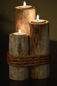 Boho Style Wooden Candle Stand Handmade Natural Wood Candle Holder for Living Room Wedding Event <b>Table</b> Decoration - Product Image 3