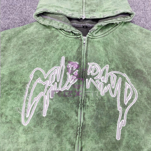 Prefect Acid Wash Men Fleece Streetwear Hoodie Cutting Sport Edition Zipper Distressed Hoodie Rhinestone <b>Zip</b> <b>up</b> <b>Jacket</b> - Product Image 3
