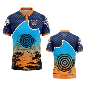 Polo de tir à l'arc pour homme de haute qualité, manches courtes, imprimé par sublimation, respirant, coupe classique, design décontracté avec motif cible - Product Image 6