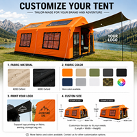 Tente gonflable à ouverture rapide, design stable, housse de protection contre la pluie en tissu, ouverture large, pour le camping en plein air