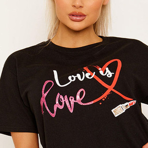 Camiseta de Mujer con Estampado Personalizado, Camiseta Informal de Poliéster y Algodón con Diseño Gráfico, Ropa Personalizada OEM para Uso Diario - Product Image 5