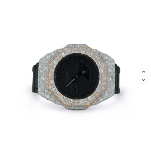 Montre de plongée G-Shock à deux tons avec grand cadran carré serti de diamants, bracelet en tissu, résistance à l'eau 5 BAR, montre-bracelet de mode haut de gamme - Meilleur prix - Product Image 1
