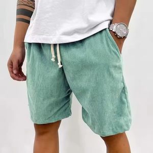 Pantalones Cortos Bermuda de Pana Gris Oscuro para Hombre, Cintura Media, con Cordón, Color Sólido, Material Transpirable - Product Image 5
