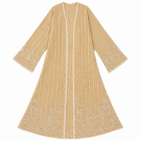 Abaya de luxe personnalisée ODM/OEM en tricot perlé, couleur or champagne, tricot torsadé, robe de mariée modeste pour femme, style Golfe, vente en gros