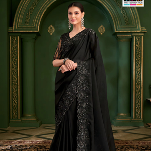 Sari de Diseñador con Bordado Elaborado, Elegante Prenda India para Mujer, Perfecta para Bodas, Fiestas y Eventos Festivos - Product Image 1