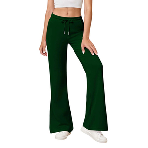 Wide Leg Sweatpants <b>Men</b> Elastic Waist Drawstring Casual <b>Pants</b> With Side Pockets Green Spandex Cotton Blend Autumn Wear - Product Image 3