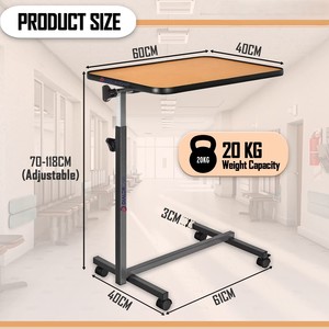 Metal Medical Height Adjustable Bedside <b>Table</b> <b>With</b> Rolling <b>Wheels</b> For Hospital And Home Use - Product Image 3
