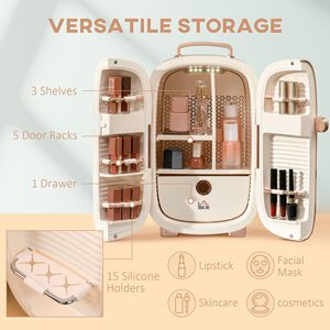 Professionale 12L cura della pelle di bellezza frigo con illuminazione a LED Timer a doppia porta più freddo e più caldo esclusivo per il trucco - Product Image 4
