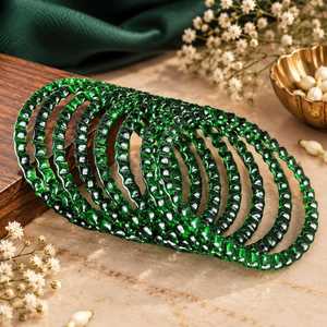 Ensemble de bracelets en verre pour femmes, style goutte de pluie, bijoux ethniques traditionnels pour mariage - Product Image 3