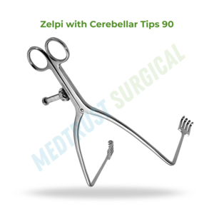 Écarteur chirurgical de colonne vertébrale Zelpi avec embouts cérébellaires 90° 20 cm pour l'exposition de la fosse postérieure en neurochirurgie - Product Image 3