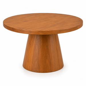 Mesa de Comedor Rectangular Moderna y Contemporánea de Madera de Teca Sólida con Base de Pedestal Cónico, Impermeable, Ecológica, Duradera y Portátil - Product Image 1