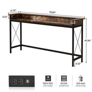 Tavolino con Presa di Corrente e Porta USB per Uso come Tavolino da Divano, Tavolo da Bar o Tavolino da Caffè - Product Image 6