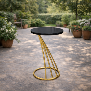 Mesa de Centro de Metal Resistente de Diseño Elegante con Estructura de Metal Dorado, Mesa de Pedestal Moderna para Sala de Estar, Vestíbulo de Hotel - Product Image 1