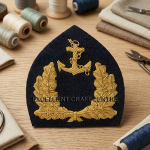 Custom Embroidered lithuanian Cap Badge With Anchor And Laurel Wreath <b>Sew</b>-On Fabric Patch For Uniform Garment - Product Image 3