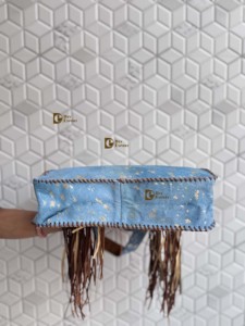 Bolso bohemio con flecos de piel metálica auténtica para mujer, superventas, cierre de cremallera, monedero de nailon para uso diario - Product Image 5