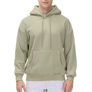 Sweat à capuche personnalisé pour homme en molleton épais vert sauge, coupe oversize, streetwear, coton, OEM - Product Image 2