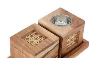 Quemador de Incienso Bakhoor Hecho a Mano en India, Quemador de Incienso Moderno de Madera y Metal, Quemador de Incienso Personalizado, Porta Incienso de Uso Regular - Product Image 2