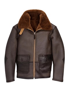 <b>Men</b> Sheepskin <b>Brown</b> <b>Leather</b> <b>Jacket</b> - Product Image 1