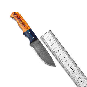 Couteaux de chasse à lame fixe en acier Damas personnalisés, manche en bois, couteau de chasse avec étui en cuir - Product Image 6