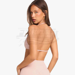 Conjunto Deportivo de 3 Piezas para Mujer, Cintura Alta, Elástico, Compresivo, Secado Rápido, Suave, Acolchado, Cuello Halter, para Correr - Product Image 5