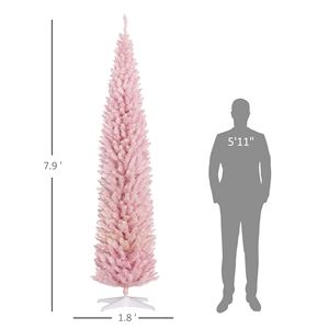 Tall Slim Noble Fir Artificial Christmas <b>Tree</b> with Warm White LED <b>Lights</b> Pre-Lit Branch Tips for Festive Christmas Decorations - Product Image 6