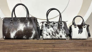 Premium Genuine Cowhide Leather Duffle <b>Bag</b> Handmade Western <b>Travel</b> <b>Weekender</b> Gym <b>Bag</b> Real Hair-on Hide Speedy Handbags for <b>Women</b> - Product Image 4