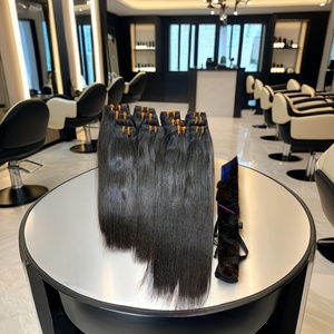 Cabello humano virgen brasileño e indio crudo sin procesar Paquetes de ondas suaves rectos naturales de grado 12A Doble dibujado Alibaba-com - Product Image 5