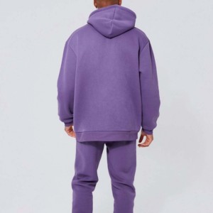 Felpa con Cappuccio <span class=keywords><strong>Viola</strong></span> da <span class=keywords><strong>Uomo</strong></span> con Logo Goffrato, Vestibilità Oversize, in Pile, Casual, per l'Autunno, con Tasca Frontale - Product Image 3
