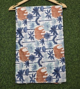 Tissu en coton imprimé à la main motif éléphant, imprimé safari jungle, doux, léger, tricoté, écologique, respirant - Product Image 5
