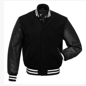 Good Quality Men's Baseball <b>Jackets</b> With <b>Leather</b> Sleeves Wholesale <b>Long</b> Sleeve <b>Leather</b> Windproof Quilted Men Varsity <b>Jacket</b> - Product Image 2